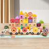 Educational Fruit Wooden Train Building Blocks For Digital English Cognition Toy