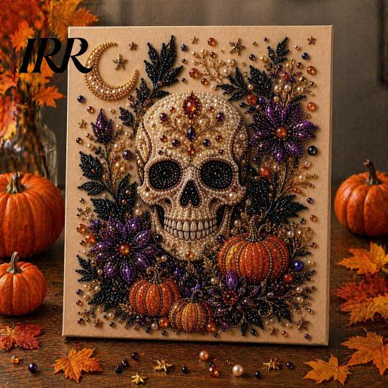 Handmade Holiday Gift Ideas Halloween Faux Pearl Art DIY Kit, Spooky Cute 3D Beads Painting Crafts, Unique Party Favors Gothic Ghost Pumpkin Cat Crow