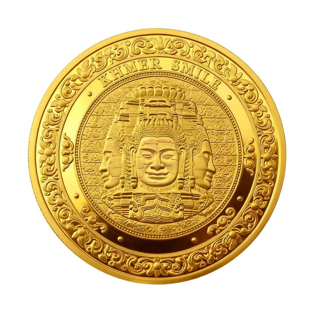 Kambodża Moneta pamiątkowa Angkor Wat, Uśmiech Khmerów, Turystyka kulturalna i kreatywna, Monety, Prezenty, 45mm