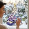 Modern Christmas Home Ornaments Stained Glass Style Tree Static Window Cling, Gradient Starry Sky Decorative Decals Xmas Sticker, Reusable PVC Holiday