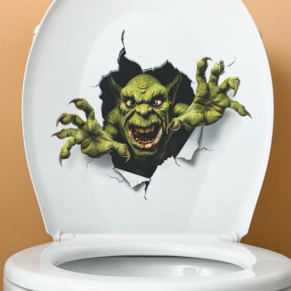 Halloween Green Monster Bathroom Toilet Toilet with Home Decor Decals