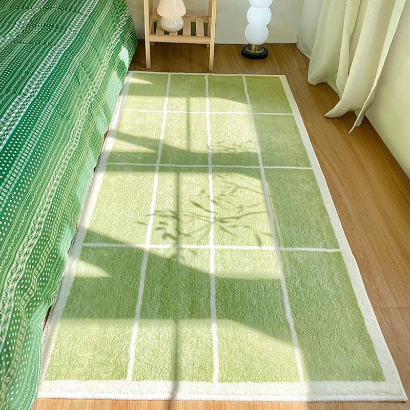 Carpet for Bedroom Bedside Green Carpets Girls Room Long Floor Mat Imitation Cashmere Soft Comfortable Rug Home Decoration Rugs