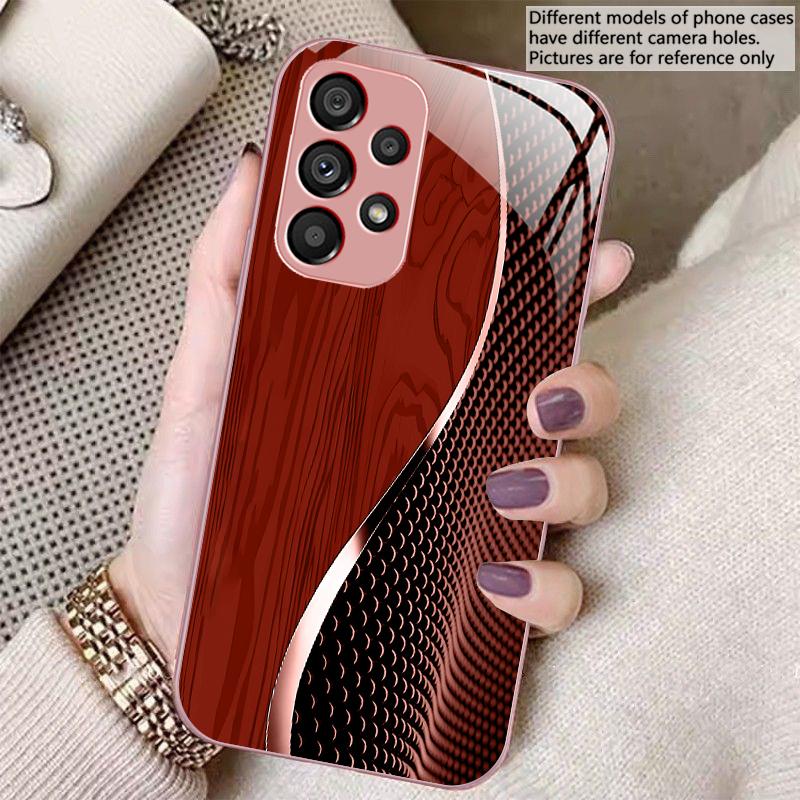 Wood grain mesh black For Samsung S8 S9 S10 20 U ltra S21 Pro S22 Plus S23 FE S24 Ultra 22 S25 Edge S25Ultra Glass Phone Case