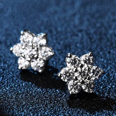S925 Silver Snowflake Ear Studs Fashion Christmas Theme Full Diamond Shining Ear Rings