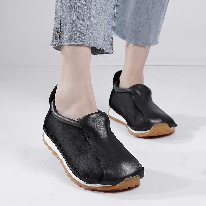 Fashion GKTINOO 3.5cm Cow Suede Genuine Leather Ankle Booties Women Boots Ladies Fashion  Moccasins Autumn Slip On Motorcycle Shoes