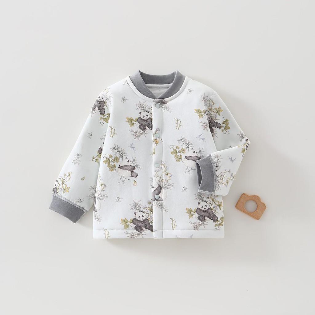 Unisex Baby Cartoon Jacket - Lightweight 60g Cotton, Two-Button, Seamless, Warm Outerwear for Autumn Outings.