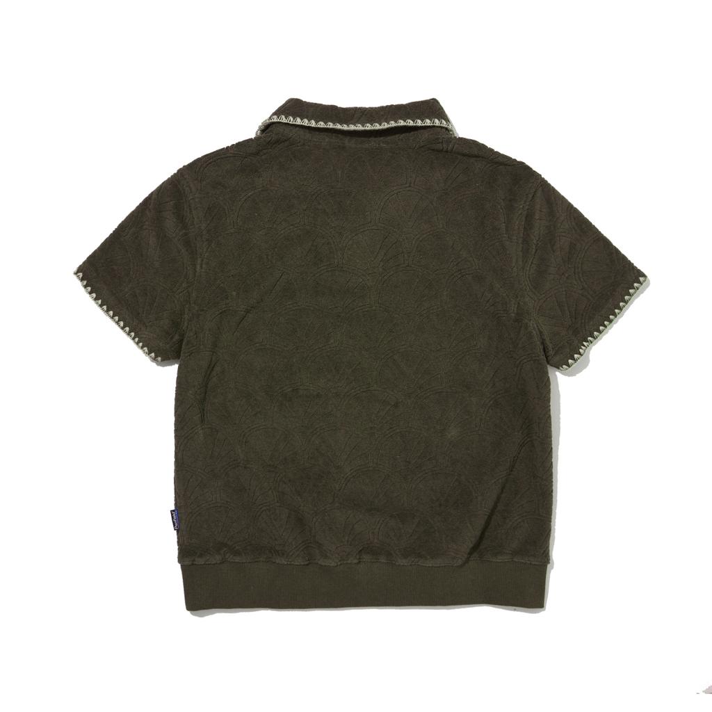 Penfield Resort Shell Pattern Terry Half Pullover Olive_Fr2Kt203