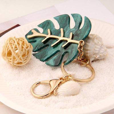 Key Ring Christmas Foliage Shape Green Leaf Metal Keychain Pendant Accessories