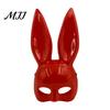Themed Party Mask for Adults Halloween Bunny Half Face Mask, Costume Prop with Long Plastic Rabbit Ears, Cosplay Adults, Masquerade Accessory