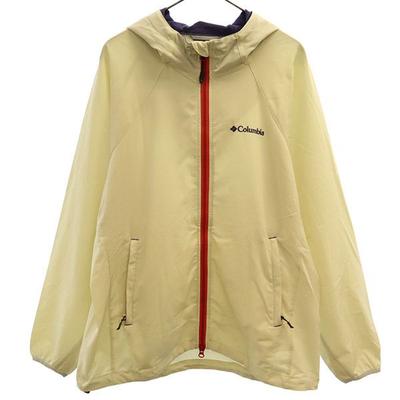 One Point Embroidery Mountain Parka L Beige Outdoor Jacket Women Used