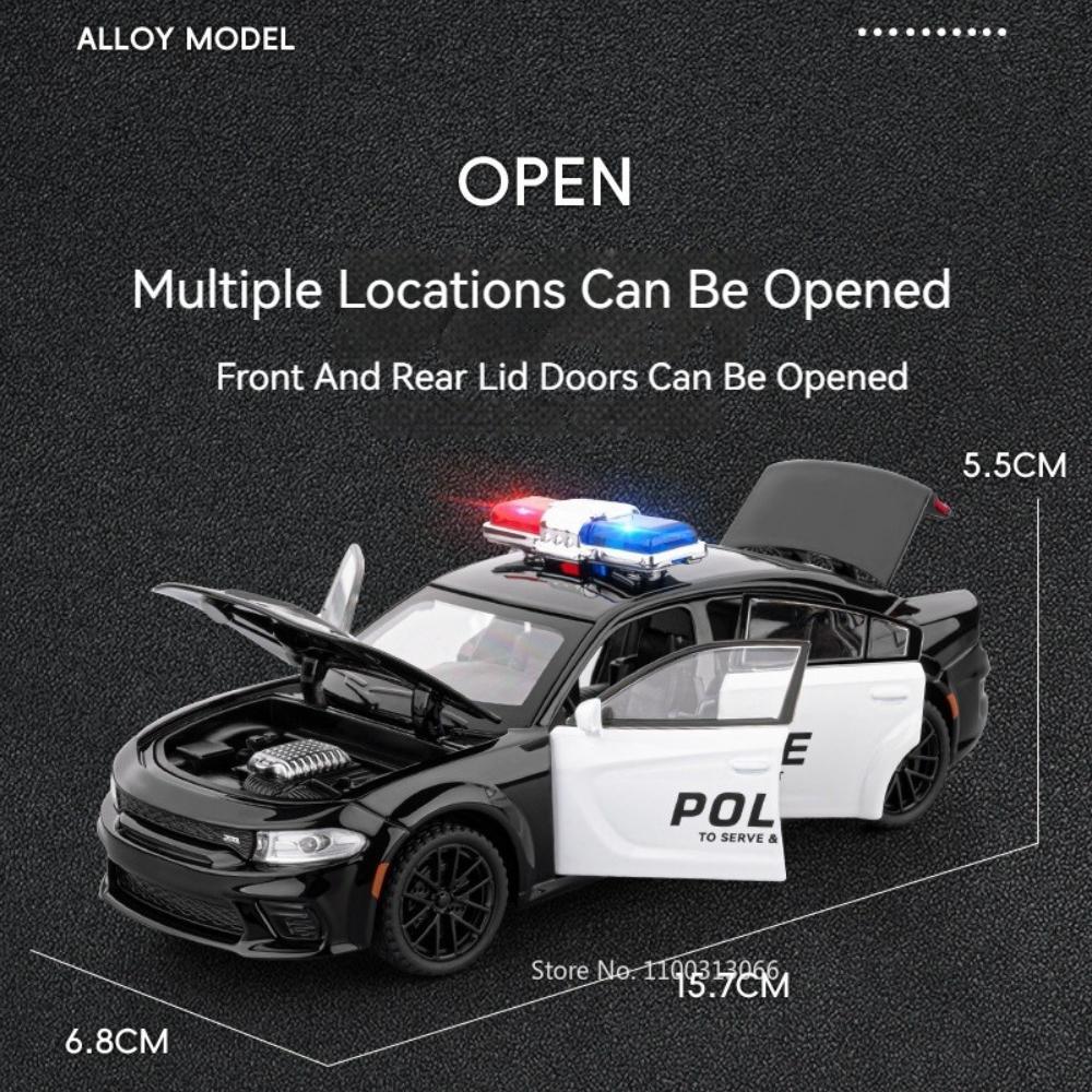 1:32 Scale Charger Toy Models Miniature Police Cars Alloy Diecast with Light Music Rubber Tires Vehicles Boys Educational Toys