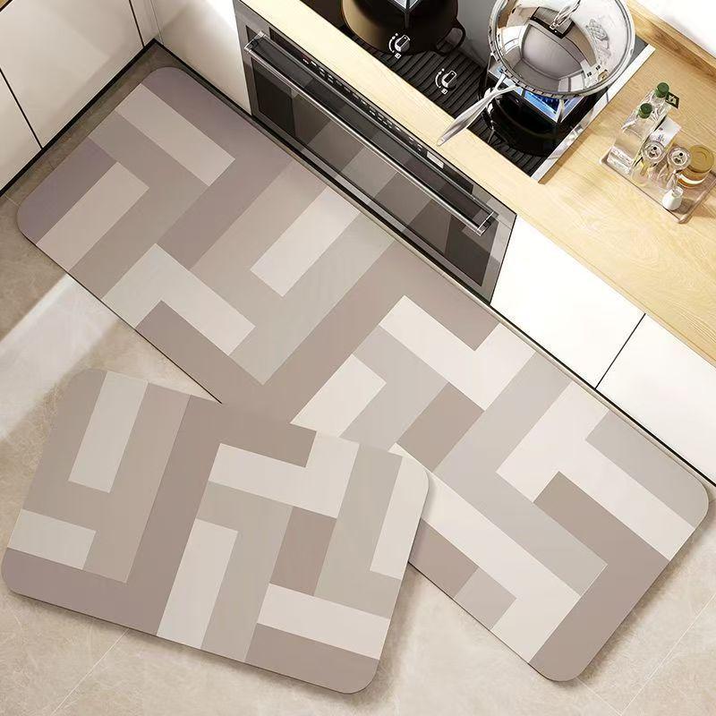 Nordic Diatomaceous Earth Kitchen Mat: Water & Oil Absorbent, Stain-Resistant, Non-Slip, Easy Care.