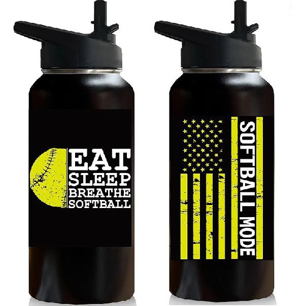 32oz Soccer Water Bottle Insulated Vacuum Stainless Steel Tumbler Travel Mugs With Straw for Gym Camping Hiking