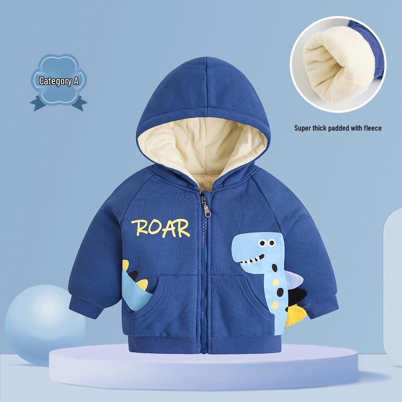 Baby Boys Hooded Fleece Padded Coat - Winter Warm Outerwear 80cm