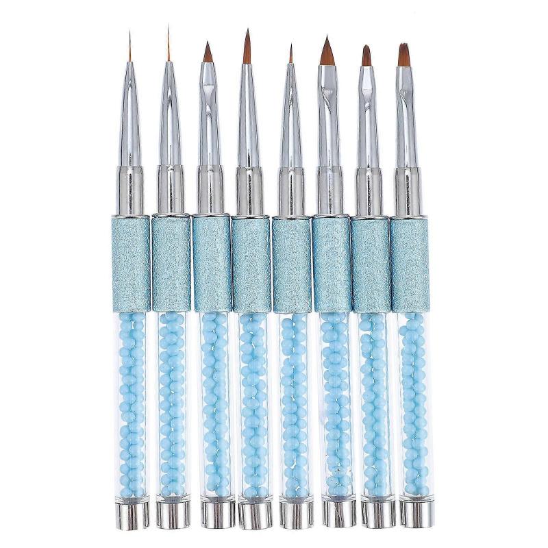 Blue Nail Art Brush Set with 8pcs for Acrylic Painting and DIY Beauty Needs