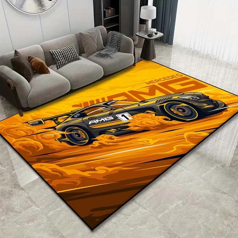 Cool Racing Car Pattern Artwork Carpet Living Room Carpet Bedroom  Kitchen Floor Mat Floor Non-Slip Mat Carpet Home Decor