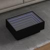  Coffee Table with LED, Black 70x50x30cm, Wood-based Material