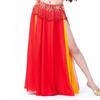 Belly Dance Skirt Double Slits Dance Training Dress Chiffon Long Skirt for Professional and Beginner