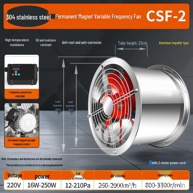 304 Stainless Steel Explosion-Proof Variable Frequency Axial Flow Fan: Silent, Energy-Saving, Anti-Corrosion Ventilation Exhaust.