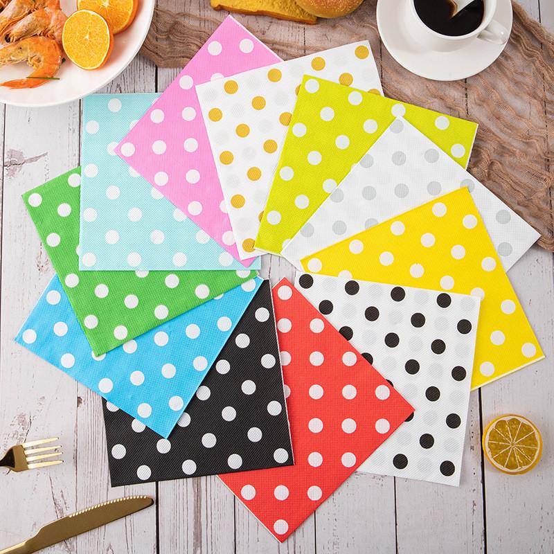 20Pcs/bag Polka Dot Printed Disposable Table Dinner Tissue Napkins Paper Restaurant Holiday Party Decoration