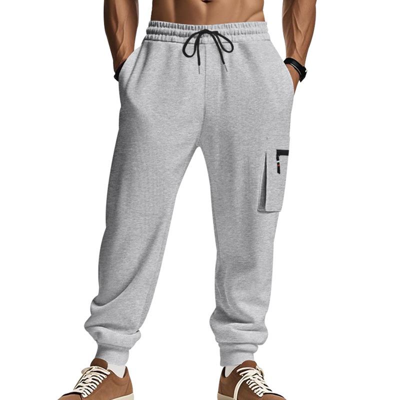 Men's trousers men's summer sports multi-pocket zip workwear elastic Slim drawstring casual sweatpants