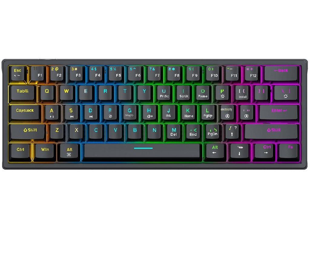 BAJEAL K101 Wired 61-Key Blue Axis Portable Luminous Mechanical Gaming Keyboard