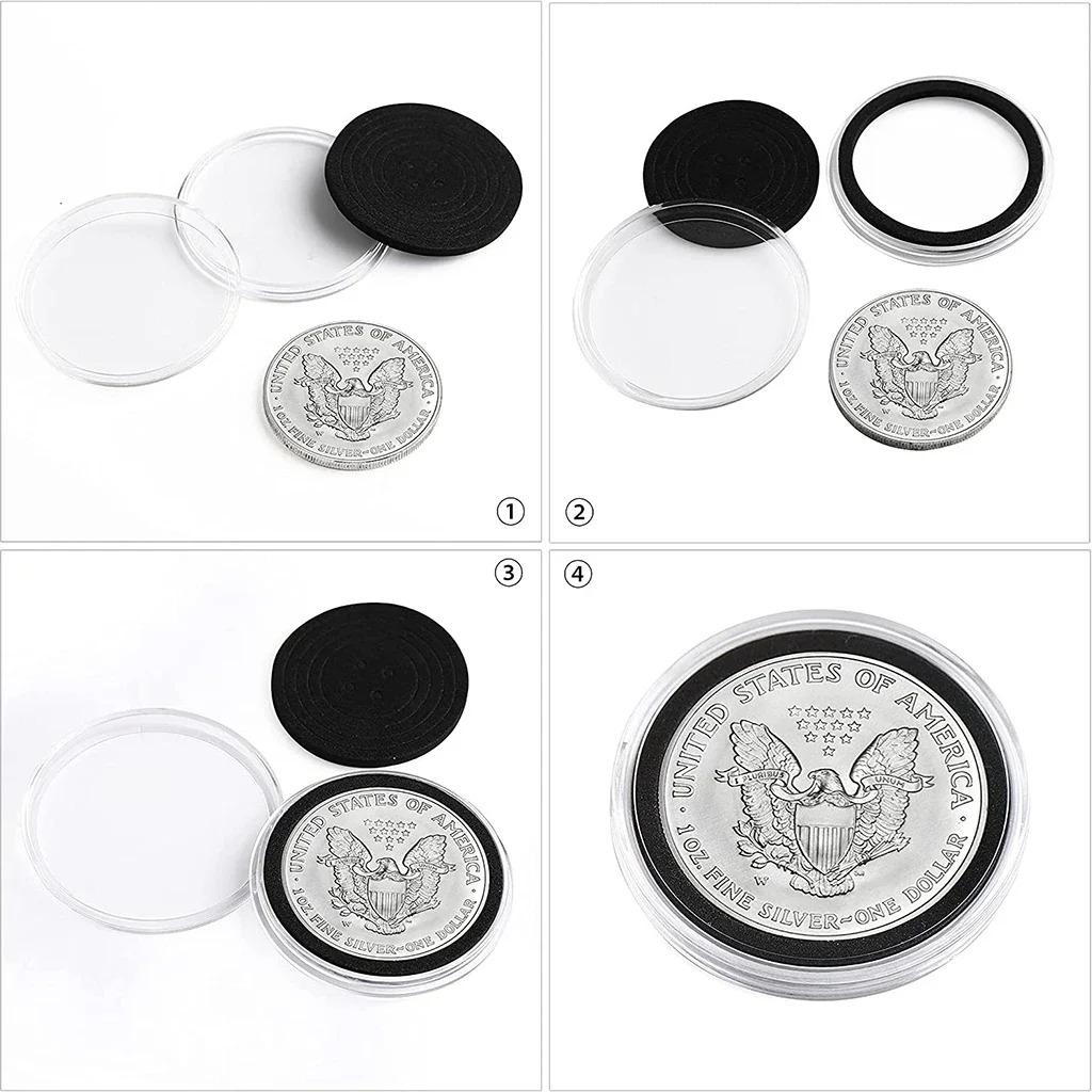 Acrylic Coin Display Frame 16/20/25/27/30/35/40/46mm Commemorative Coin Case Challenge Silver Dollar Coin Holder Storage Box