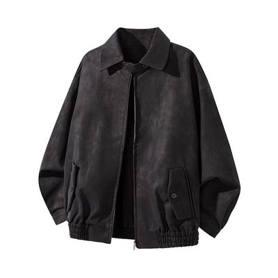 New Autumn Maillard PU Leather Jacket for Men American Zipper Cardigan Outer Jacket