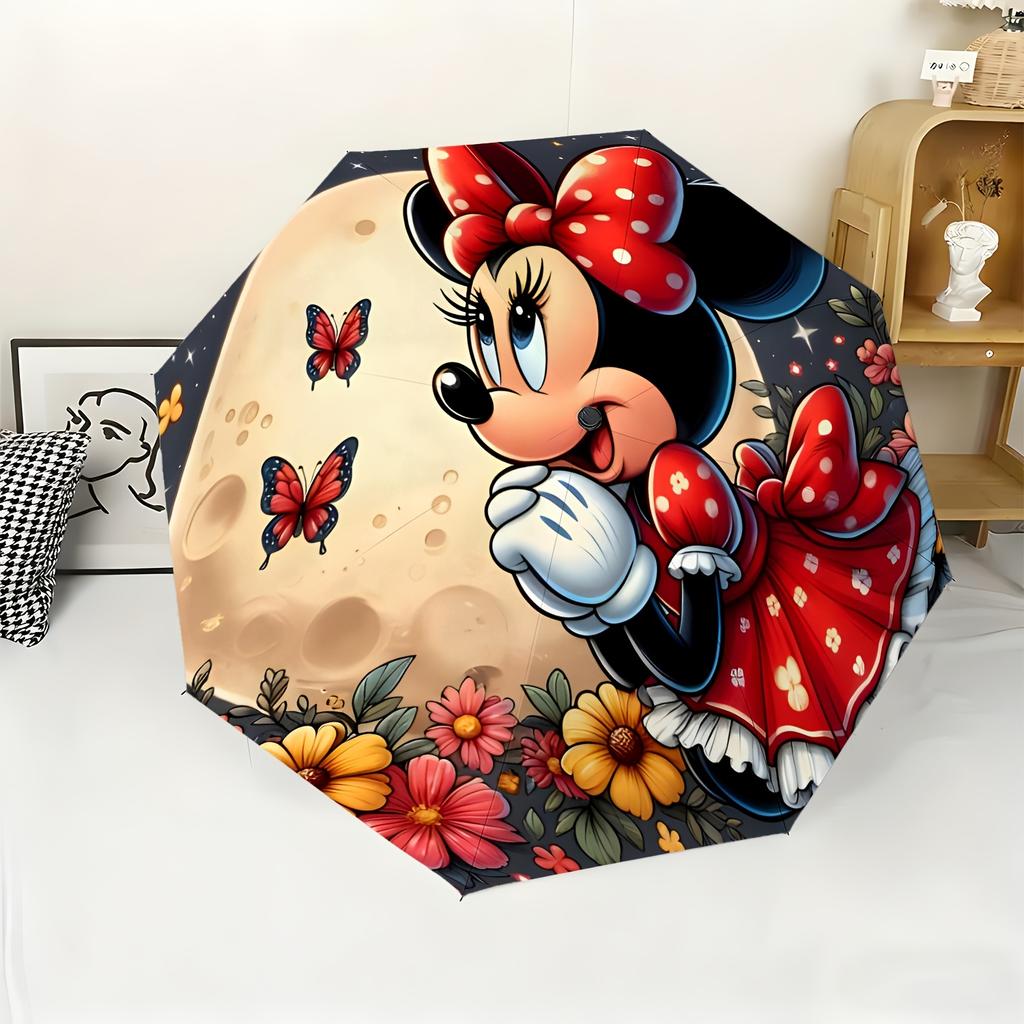 A Fully Automatic Umbrella Featuring Minnie Mouse, Authorized by Disney, Suitable for All Occasions As a Sun And Rain Umbrella