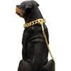 18K Gold Dog Chain Collar Walking Metal Chain Collar with Design Secure Buckle, Cuban Link Strong Heavy Duty Chew Proof for Dogs (18")
