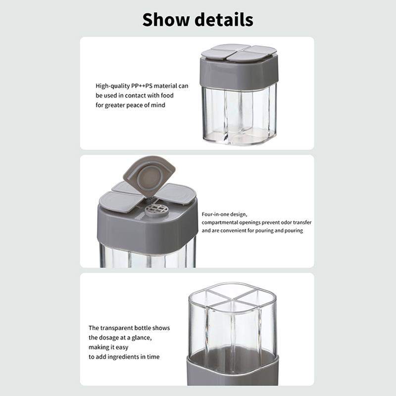 4 w 1 Camping Piesze wycieczki Słoik na przyprawy do gotowania na świeżym powietrzu Grill Bbq Dozownik przypraw Akcesoria kempingowe Naczynia kuchenne Sprzęt Akcesoria