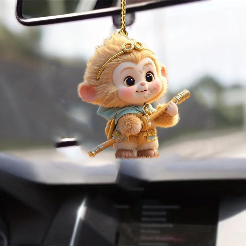 Double-Sided HD Acrylic Monkey Wukong Hoop Car Pendant & Christmas Ornament