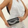 Cross-Border New Shiny Rhinestone Cuban Chain PU Crocodile Pattern Niche Clutch Chain Party Party Women'S Dinner Bag