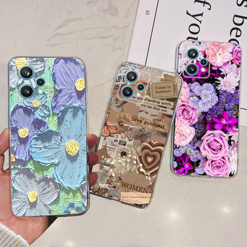 RMX3521 For Realme 9 4G Phone Case Back Cover Couple Love Heart Pattern Camera Protection Bumper For Realme9 Soft Silicone Etui