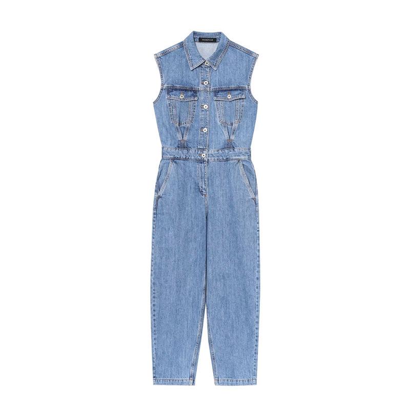 TAOP&ZA Women's Sleeveless Commuting Denim Jumpsuit
