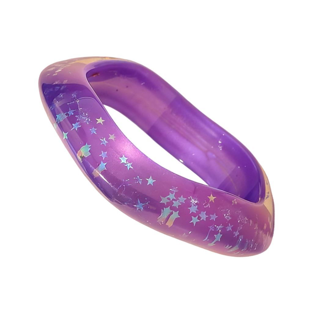 Fashionable Wide Bracelet With Irregular Design Sparkling Star Pattern Resin Bangle Stylish Womens Jewelry