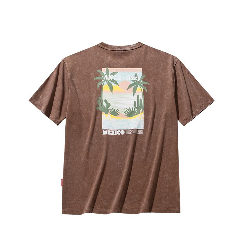 Anta X Roxy Collaboration Life Series Comfortable Simple Versatile Loose Round Neck Letter Print Short Sleeve T-Shirt Women T-Shirt 162528110-2