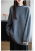 Women's Pure Wool Loose Knit Dress - Autumn & Winter, Round Neck, Solid Color, Plus Size, Medium Long, Korean Style.