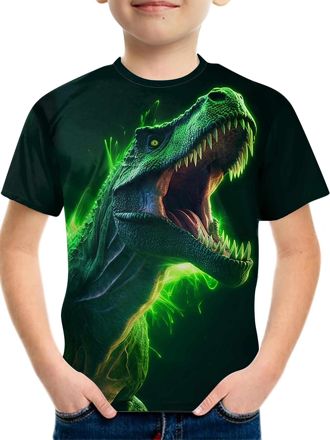 

Детская одежда Футболка для мальчиков с коротким рукавом Футболка для девочек 3D мультфильм динозавры повседневные футболки с круглым вырезом Детская летняя одежда Топы 160