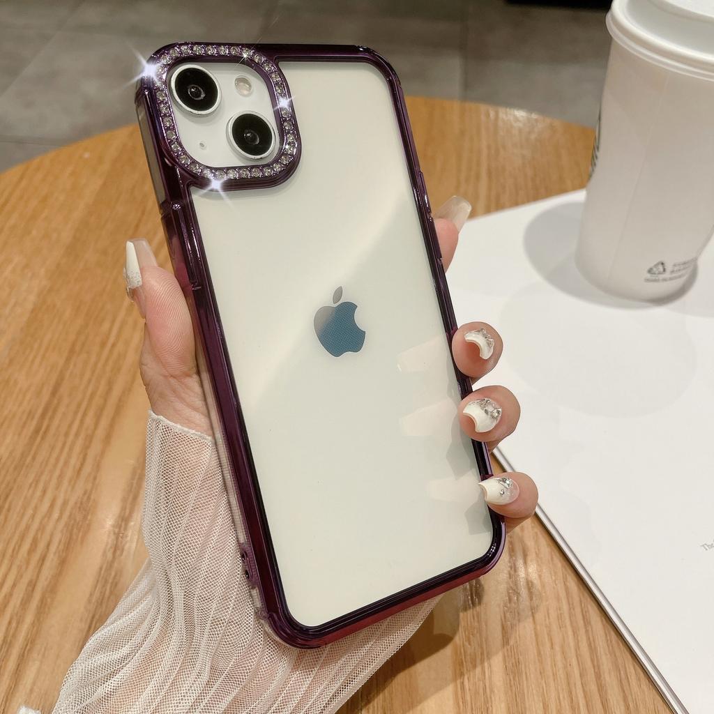 Suitable for IPhone15, Gradient Glitter Phone Case 14pro, Lens Glitter, Apple 13 Electroplated Anti-drop Protective Case