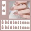2025 Newest 24Pcs/Set Nail Art French Fake Nails Set With Glue Abs Plastic - Simple Short Nail Stickers