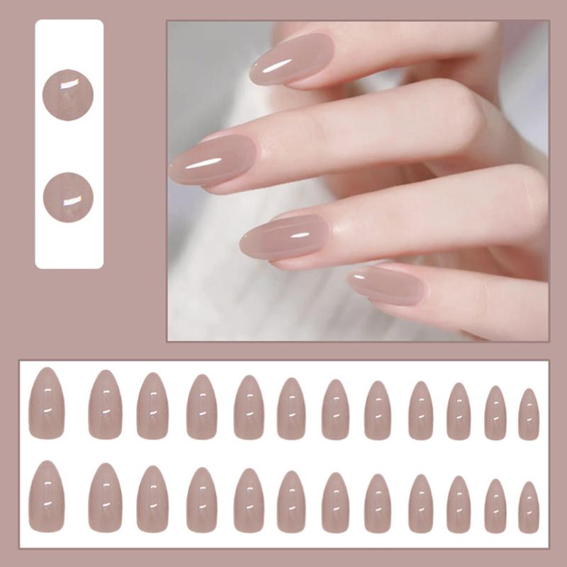 2025 Newest 24Pcs/Set Nail Art French Fake Nails Set With Glue Abs Plastic - Simple Short Nail Stickers