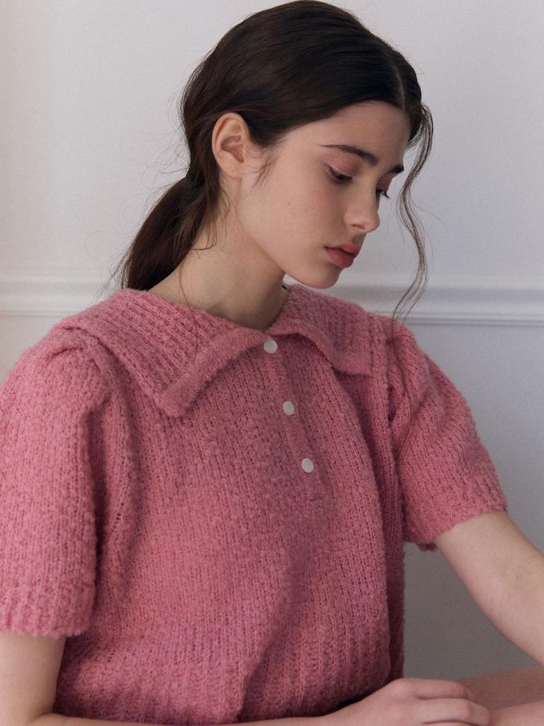 FABRICSEOUL Wool Button Collar Puff Knit_Pink