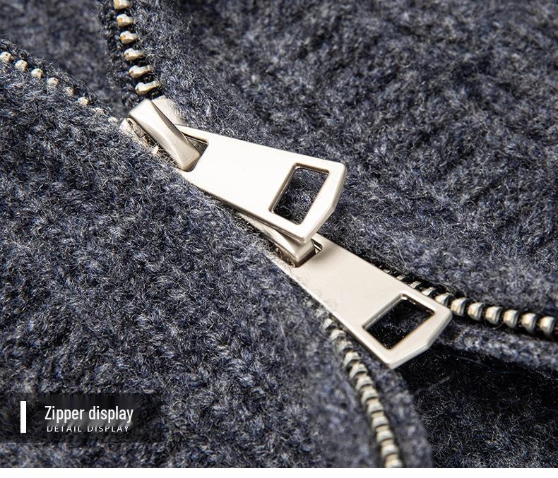 Men's Jacquard Wool Cardigan - 2025 Autumn/Winter Fashion, Zip-Up Stand Collar, Casual Sweater for Middle-Aged and Young Adults.