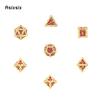 Metal Dice Perfect for Tabletop Rpgs and Card Games 7 Pcs Golden Red Skull Dice Solid Metal Polyhedral Dice Role-Playing RPG