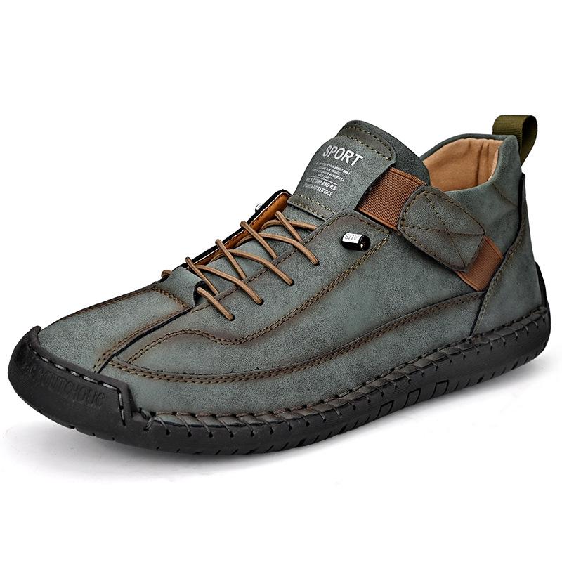 New Bestseller Plus Size Hand-stitched Microfiber Leather Men's Non-slip Mid-top Casual Shoes