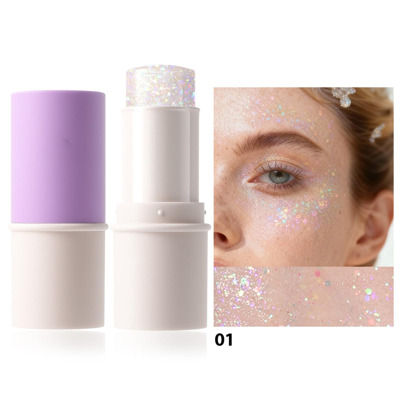 Glitter Highlighting Stick – Multi-Use Color for Eyeshadow, Blush, Lip & Body Glow, Creamy Stage Makeup Tool One Size