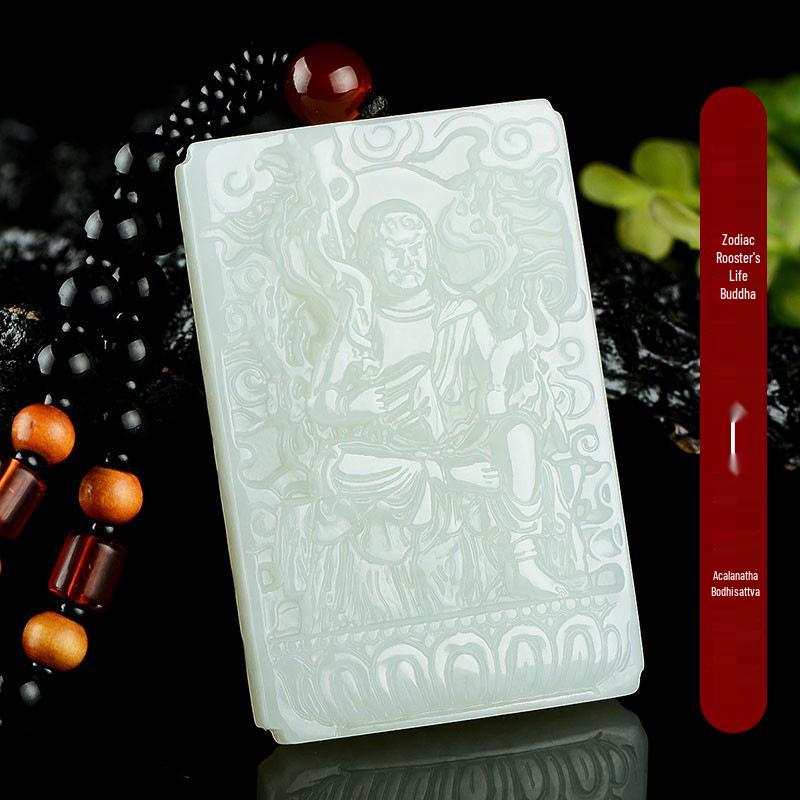 Xinjiang Hetian Jade Tathagata Pendant: Unisex Zodiac Birth Buddha, Guardian Deity for Sheep and Monkey, with Certificate