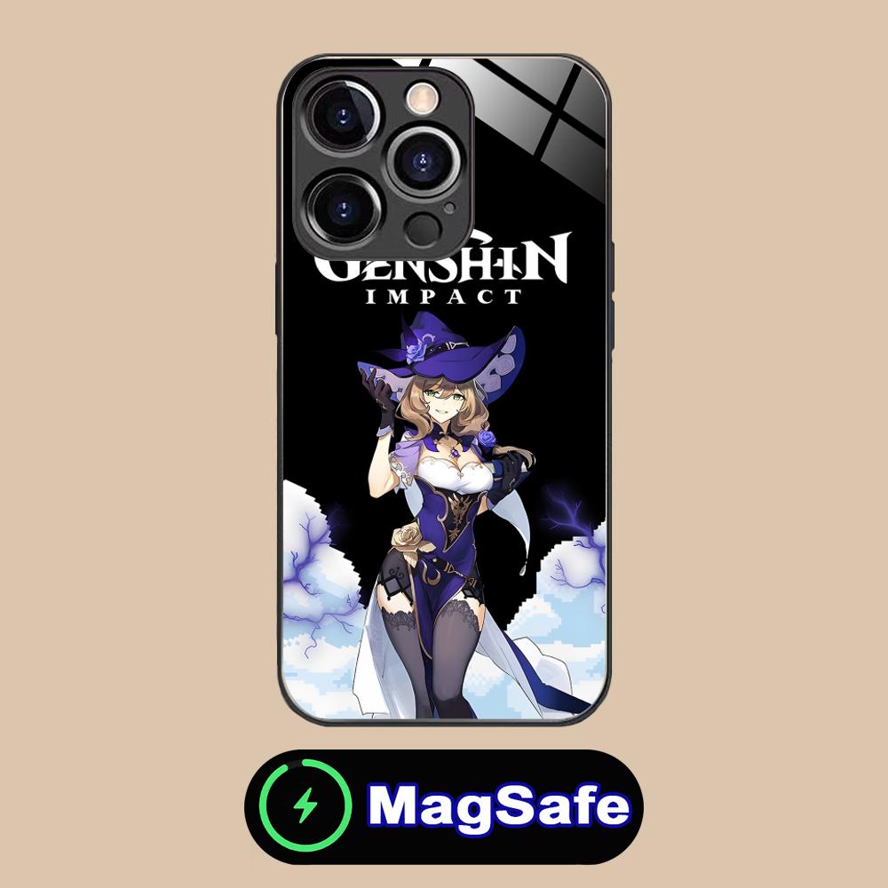 Game GI Lisa Mobile Phone Case for iPhone 17 16 15 14 13 12 11 Air Pro Max Plus Mini MagSafe Glass Colorful Cover Pretty Luxury