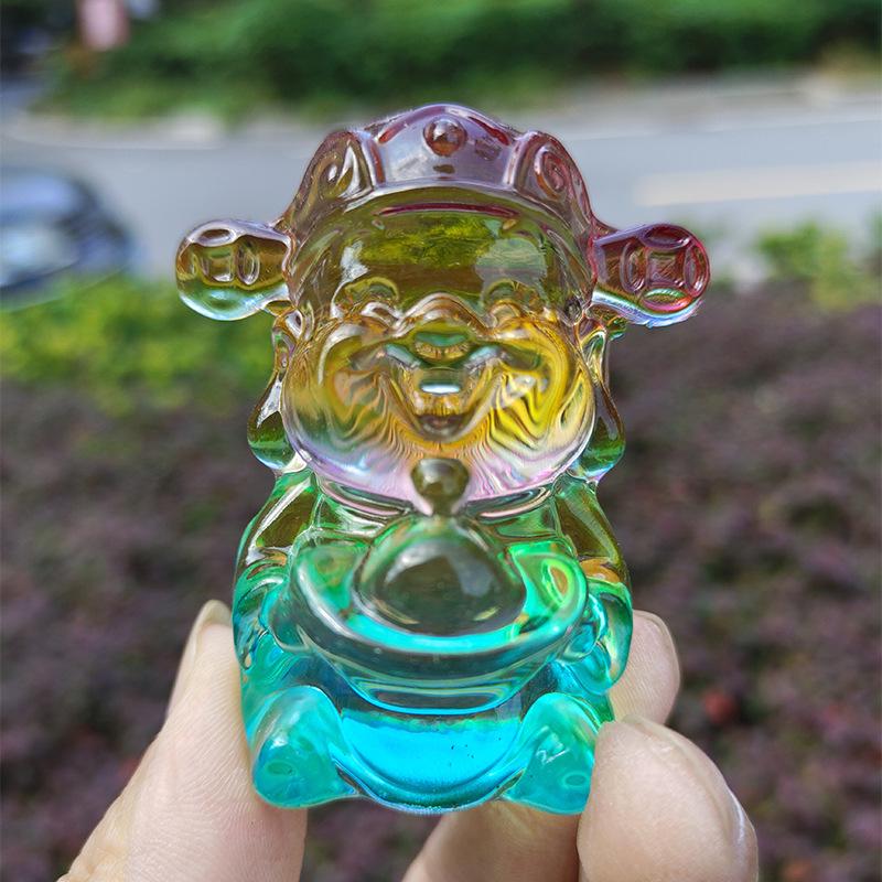 Crystal Glass God of Wealth Ornament: Home & Wedding Decoration Gift